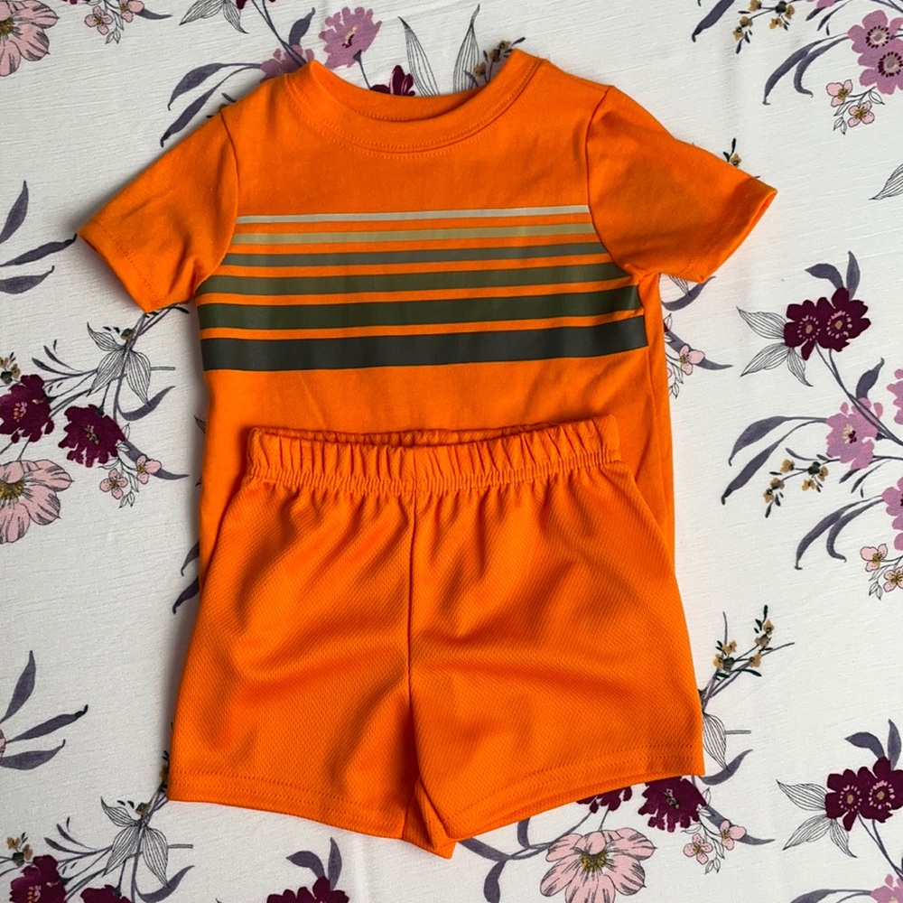 NWOT Garanimals Boys Orange Shirt and Short Set